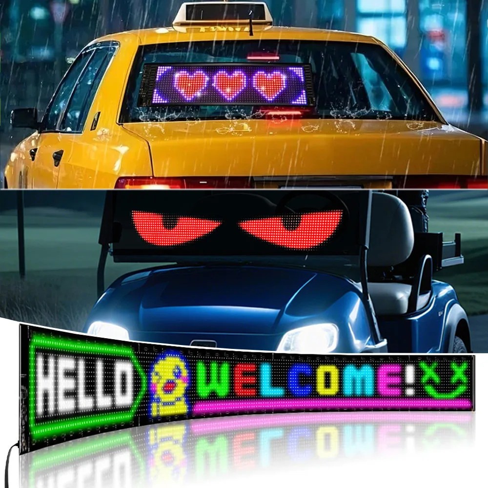 Devil Eye LED Matrix Pixel Panel Display Screen Flexible RGB Car Graffiti Scrolling Text Animation Shop Reminder Light Bluetooth