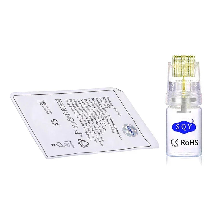 SQY mesotherapy micro-needle roller with clear plastic case and packaging information