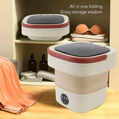 Folding Portable Washing Machine 8L Large Capacity Clothes Spin Dryer Bucket Travel Underwear Socks Ultrasonic Mini Washer