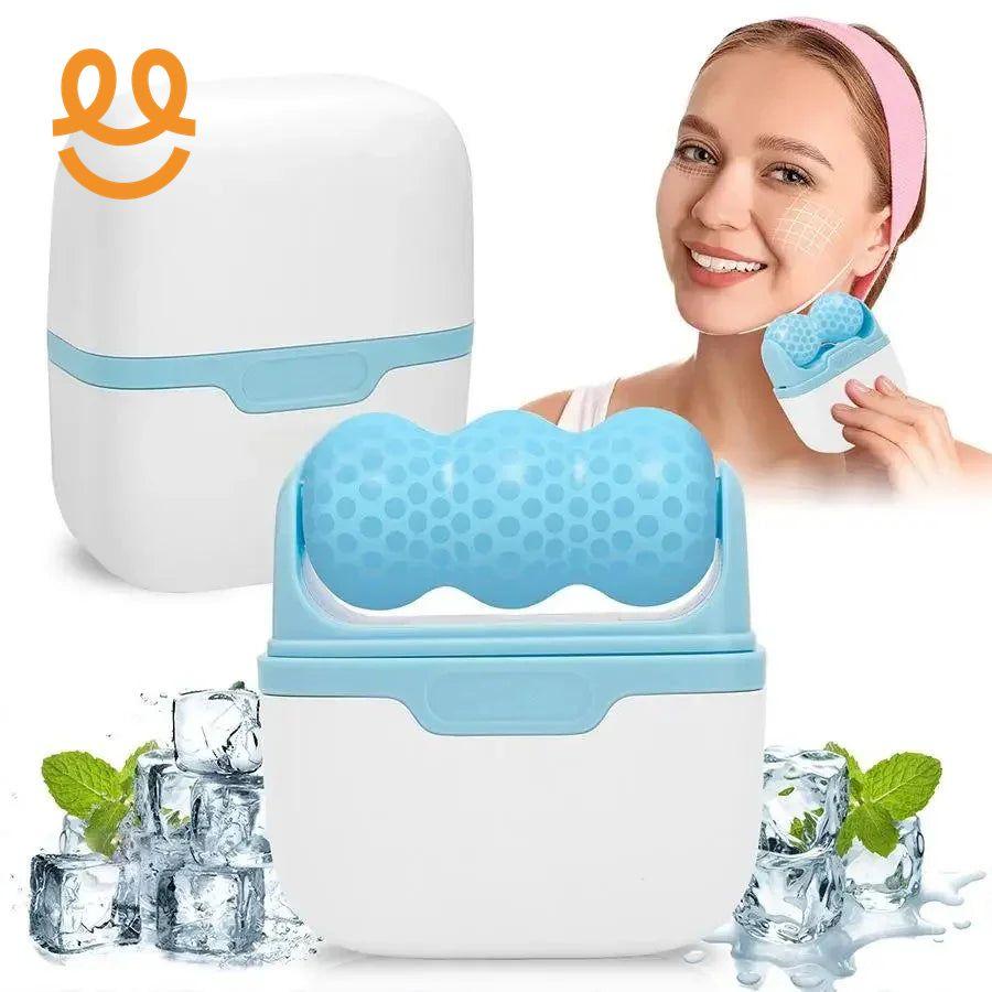 Double-headed facial ice roller, used for facial and head massage, made of resin material, without fragrance and battery