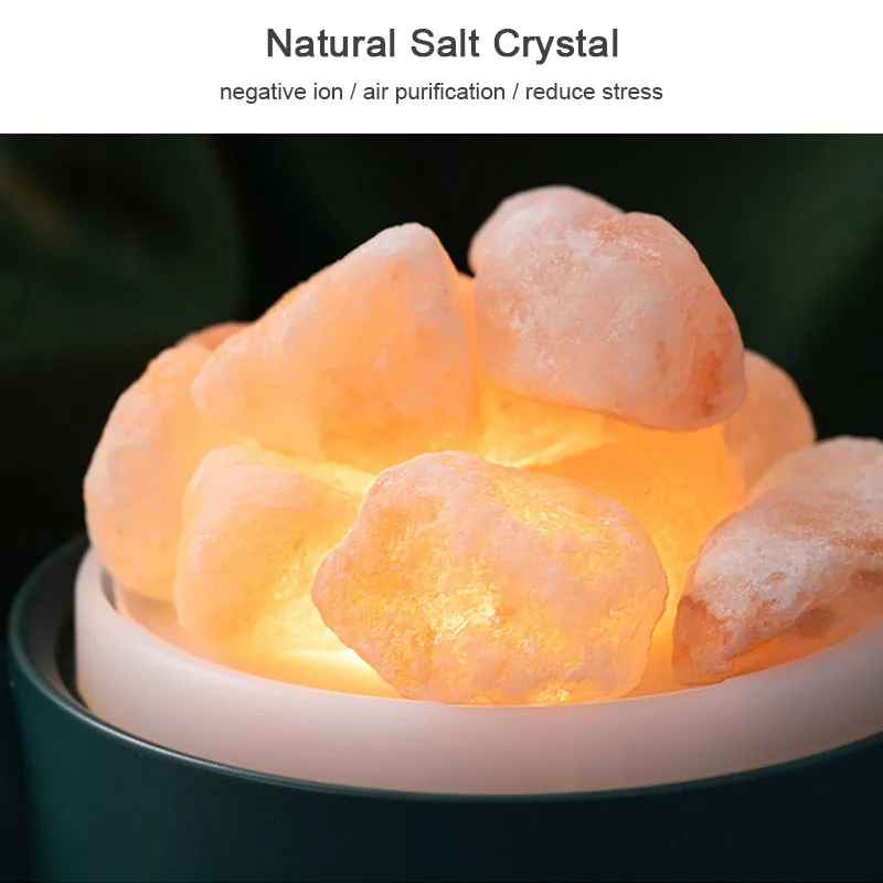 Crystal Air Humidifier USB Rechargeable with Battery Ultrasonic Mist Maker Essential Oil Diffuser for Home Office with LED Light