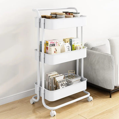 3 Tier Clear Storage Cart with Wheels - Multifunctional Rolling Organizer trolley