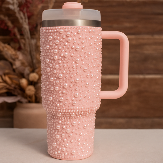 Pink Rhinestone Bedazzled Tumbler – 20 oz Bling Travel Mug