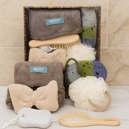 Deluxe Spa Bath Accessories Gift Set with Woven Basket Spa Accessories