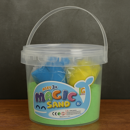 Magic Sand Play Bucket for Kids – Soft Moldable Creative Sand with Shapes, DIY Sensory Play Kit, Educational Indoor Activity Toy for Children Ages 3+
