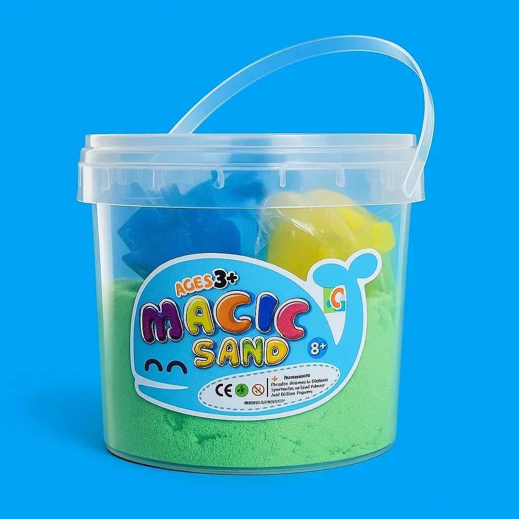 Magic Sand Play Bucket for Kids – Soft Moldable Creative Sand with Shapes, DIY Sensory Play Kit, Educational Indoor Activity Toy for Children Ages 3+