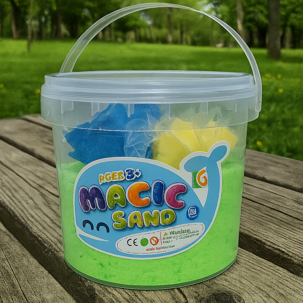 Magic Sand Play Bucket for Kids – Soft Moldable Creative Sand with Shapes, DIY Sensory Play Kit, Educational Indoor Activity Toy for Children Ages 3+