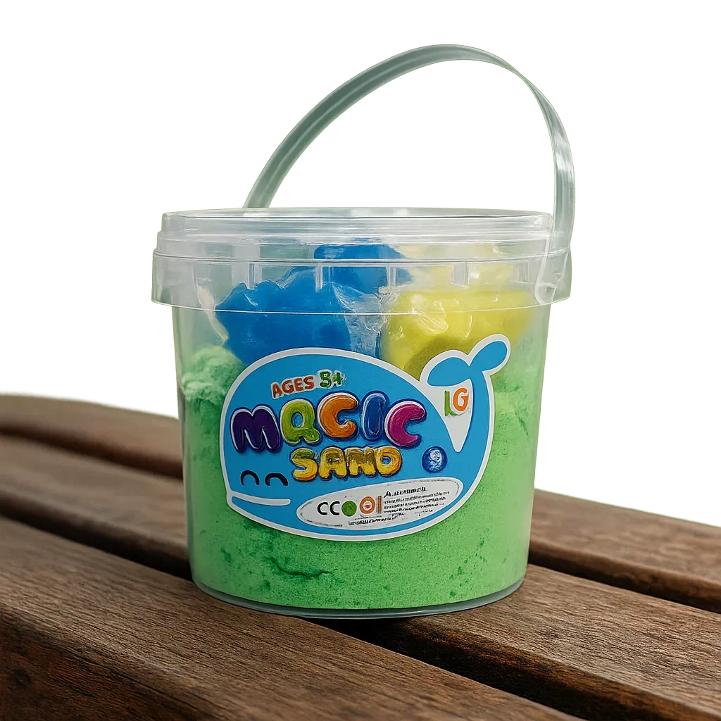 Magic Sand Play Bucket for Kids – Soft Moldable Creative Sand with Shapes, DIY Sensory Play Kit, Educational Indoor Activity Toy for Children Ages 3+