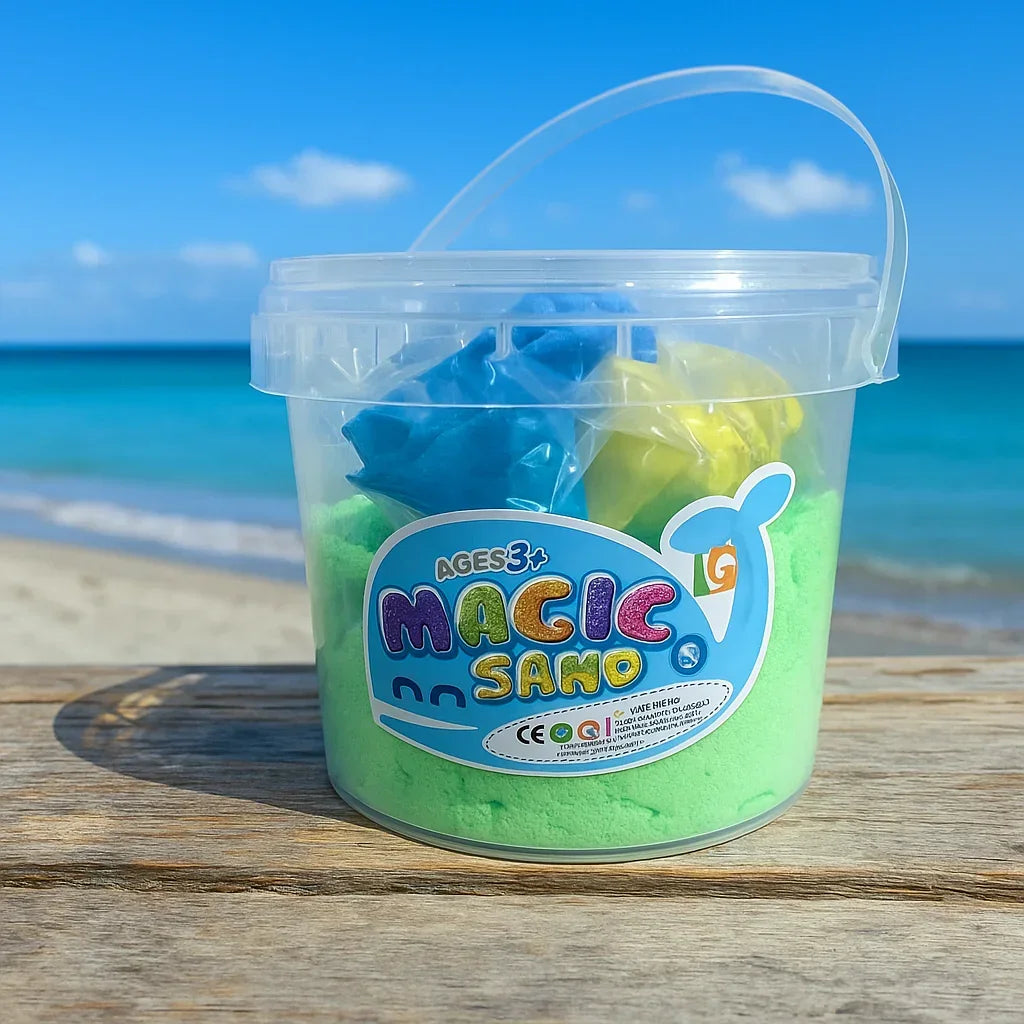 Magic Sand Play Bucket for Kids – Soft Moldable Creative Sand with Shapes, DIY Sensory Play Kit, Educational Indoor Activity Toy for Children Ages 3+