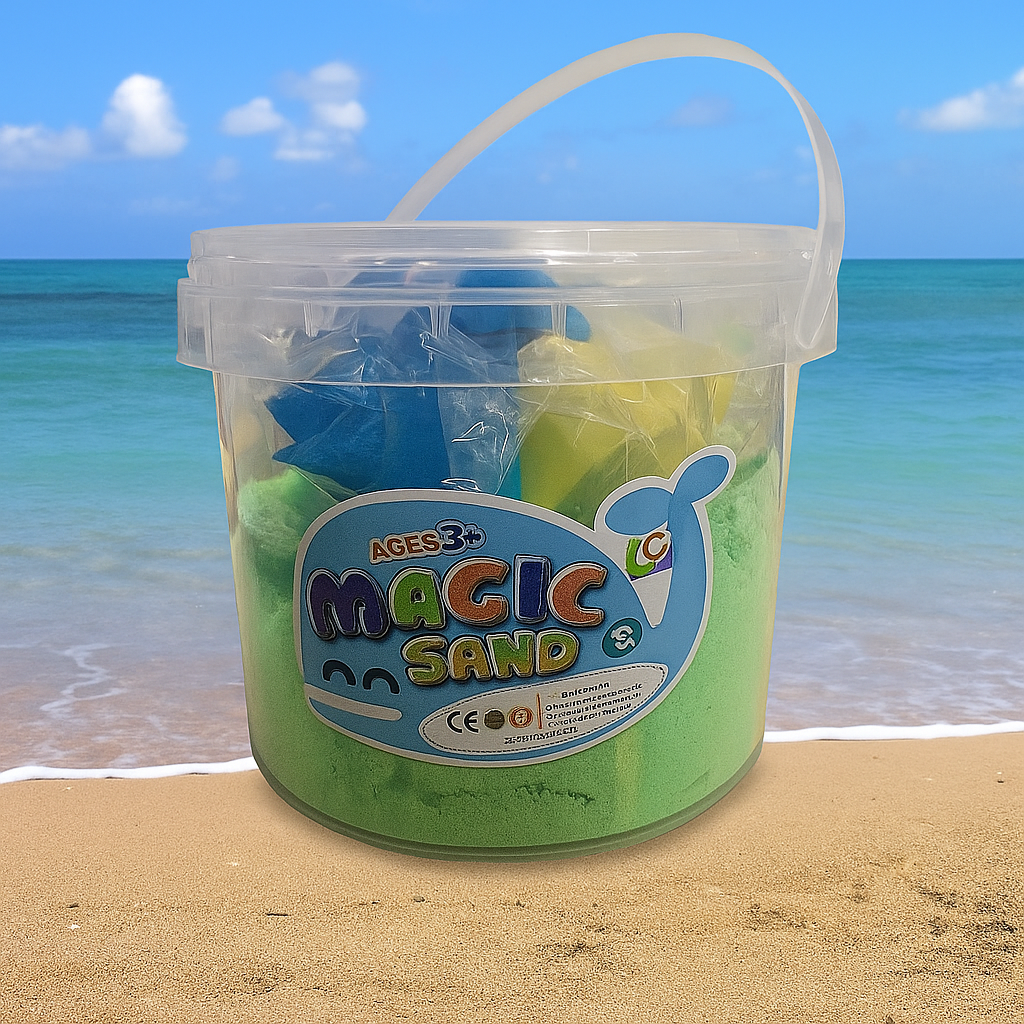 Magic Sand Play Bucket for Kids – Soft Moldable Creative Sand with Shapes, DIY Sensory Play Kit, Educational Indoor Activity Toy for Children Ages 3+