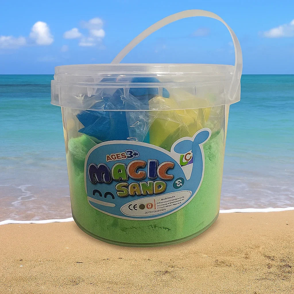 Magic Sand Play Bucket for Kids – Soft Moldable Creative Sand with Shapes, DIY Sensory Play Kit, Educational Indoor Activity Toy for Children Ages 3+