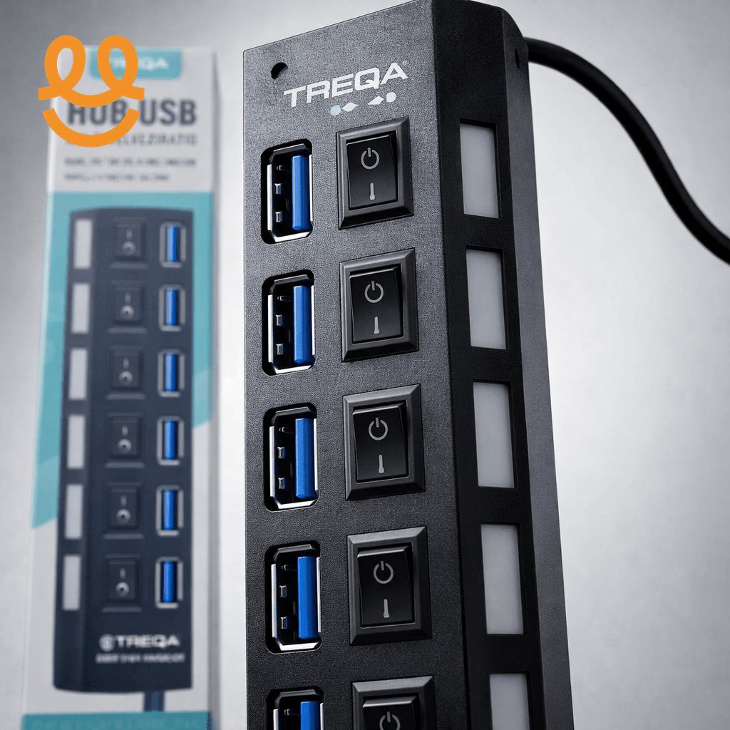 Multiple Hub Box large USB Hub 2.0 Hub USB Multi USB Splitter Power Adapter 7 Port Mult ...