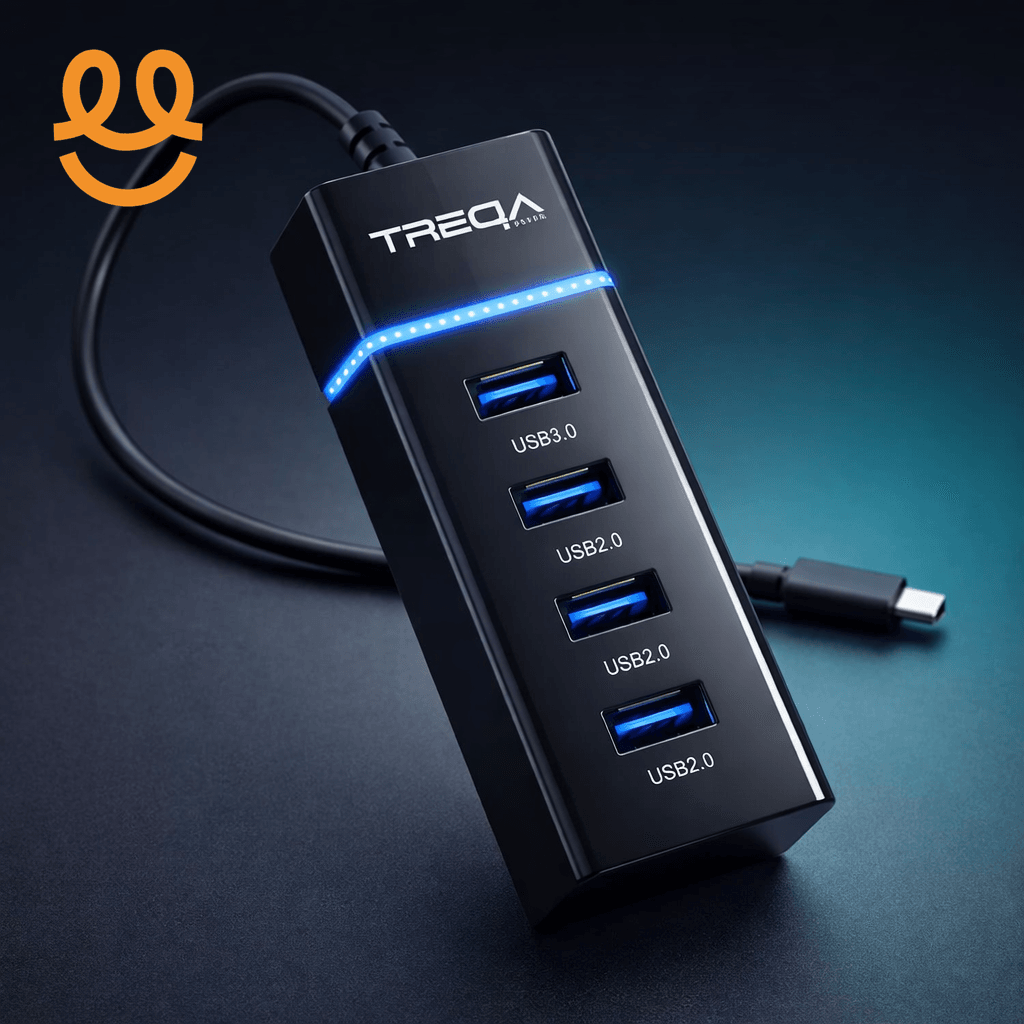 4-Port USB 3.0 Hub with LED Indicator Independent Switch Control for Laptop Flash Drive Hard Disk Printer Camera Keyboard