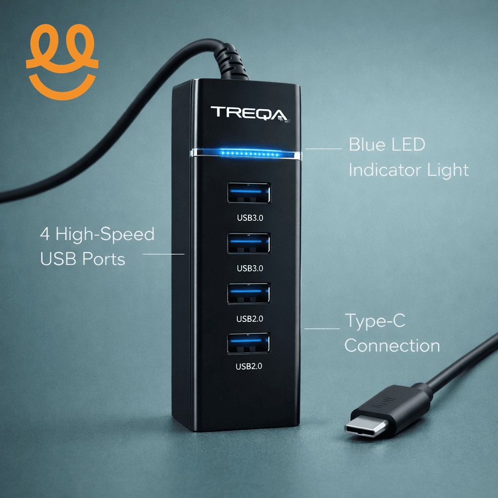 4-Port USB 3.0 Hub with LED Indicator Independent Switch Control for Laptop Flash Drive Hard Disk Printer Camera Keyboard