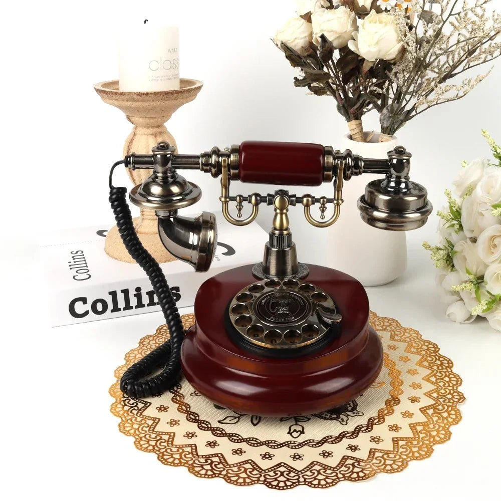 Republic of China Style Retro Imitation Solid Wood Phone Antique Landline European Antique Phone Caller ID
