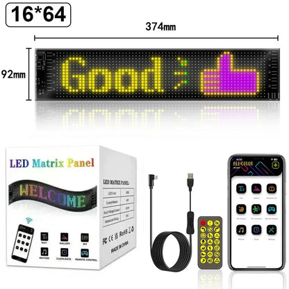 Devil Eye LED Matrix Pixel Panel Display Screen Flexible RGB Car Graffiti Scrolling Text Animation Shop Reminder Light Bluetooth