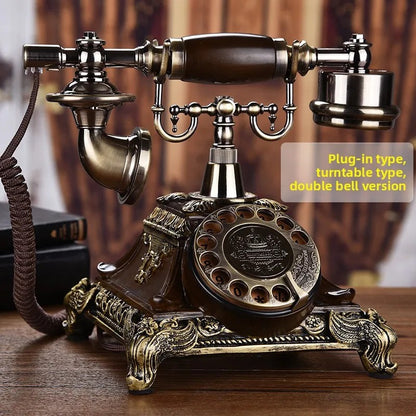 Retro phone landline home antique phone fashion creative old-fashioned turntable phone wireless card