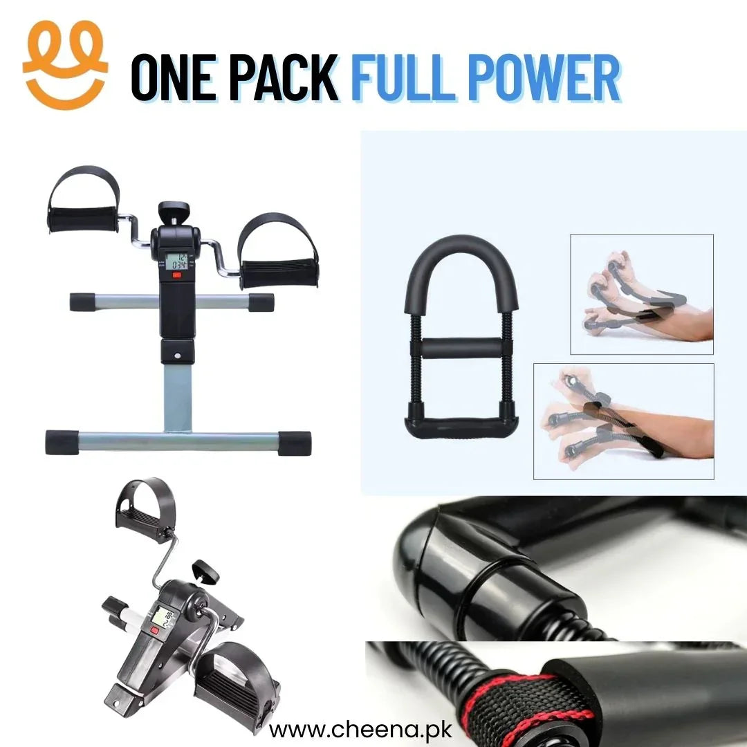 Portable pedal exerciser and hand grip strengthener for home fitness and rehabilitation