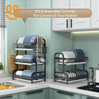 Multi-Functional Kitchen Storage Rack Dish Plate Organizer with Drainage Rack Countertop Utensil Holder for Chopsticks