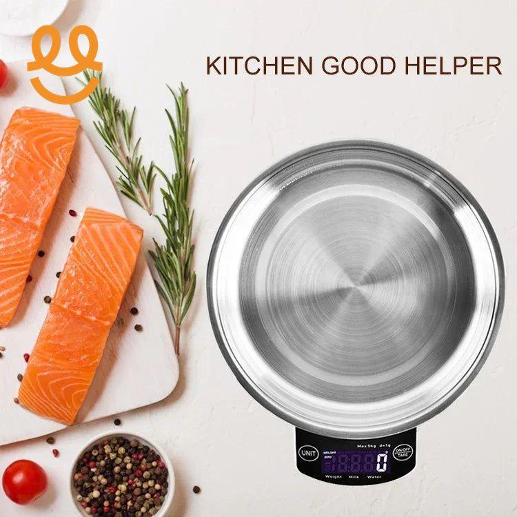 Digital Kitchen Scale Baking Scale Measuring Stainless Steel Accurate 5kg/1G Electronic Food Scale for Baking Cooking Kitchen
