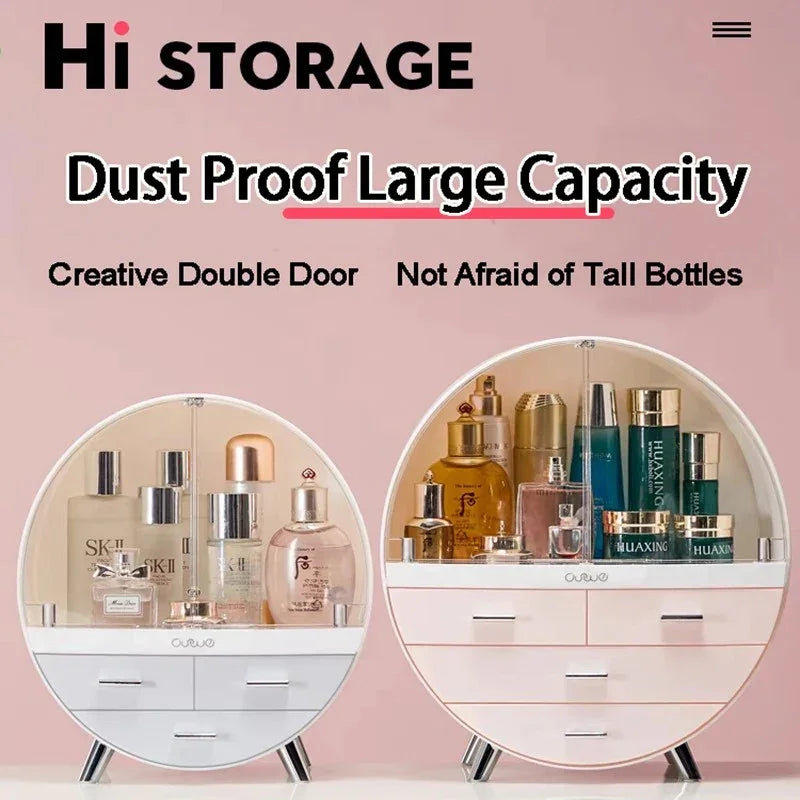 Makeup Organizer Brush Holder Cosmetic Storage Box with Dust Free Cover Portable Waterproof Lid Dust Proof Drawers for Lipstick