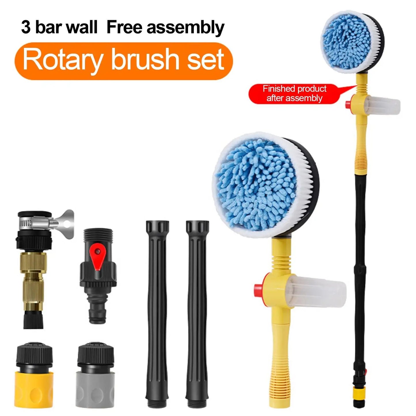 Car Rotary Wash Brush Kit 360 Degree Automatic Rotating Adjustable Dip Wash Brush High Pressure Washer for Vehicle Cleaning