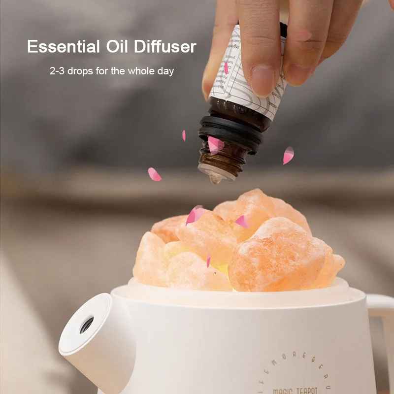 Crystal Air Humidifier USB Rechargeable with Battery Ultrasonic Mist Maker Essential Oil Diffuser for Home Office with LED Light