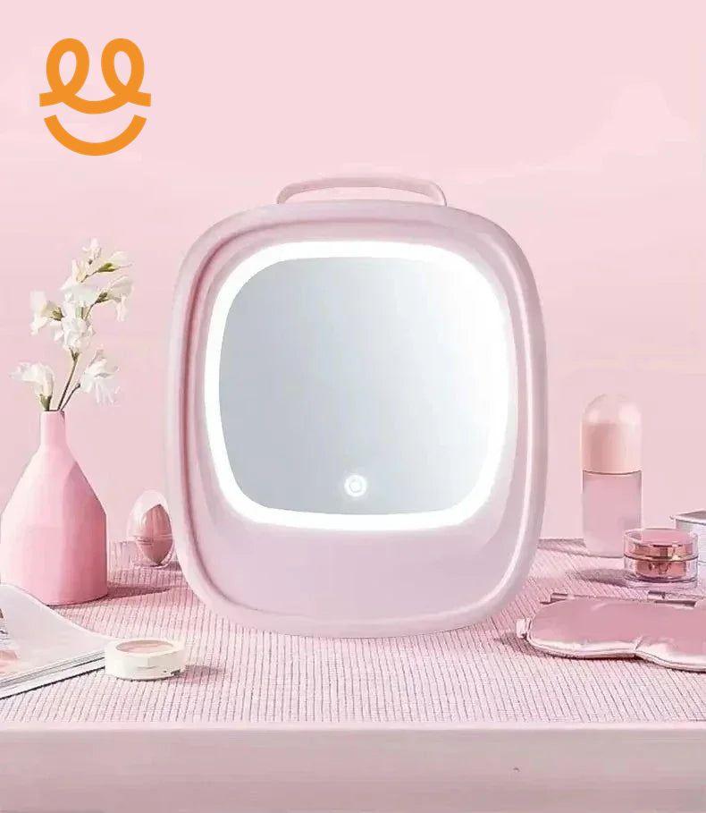 Portable Refrigerator Skin Care Cosmetics Beverage Cosmetics Mini Refrigerator with Mirror