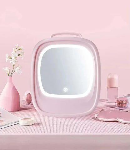 Portable Refrigerator Skin Care Cosmetics Beverage Cosmetics Mini Refrigerator with Mirror