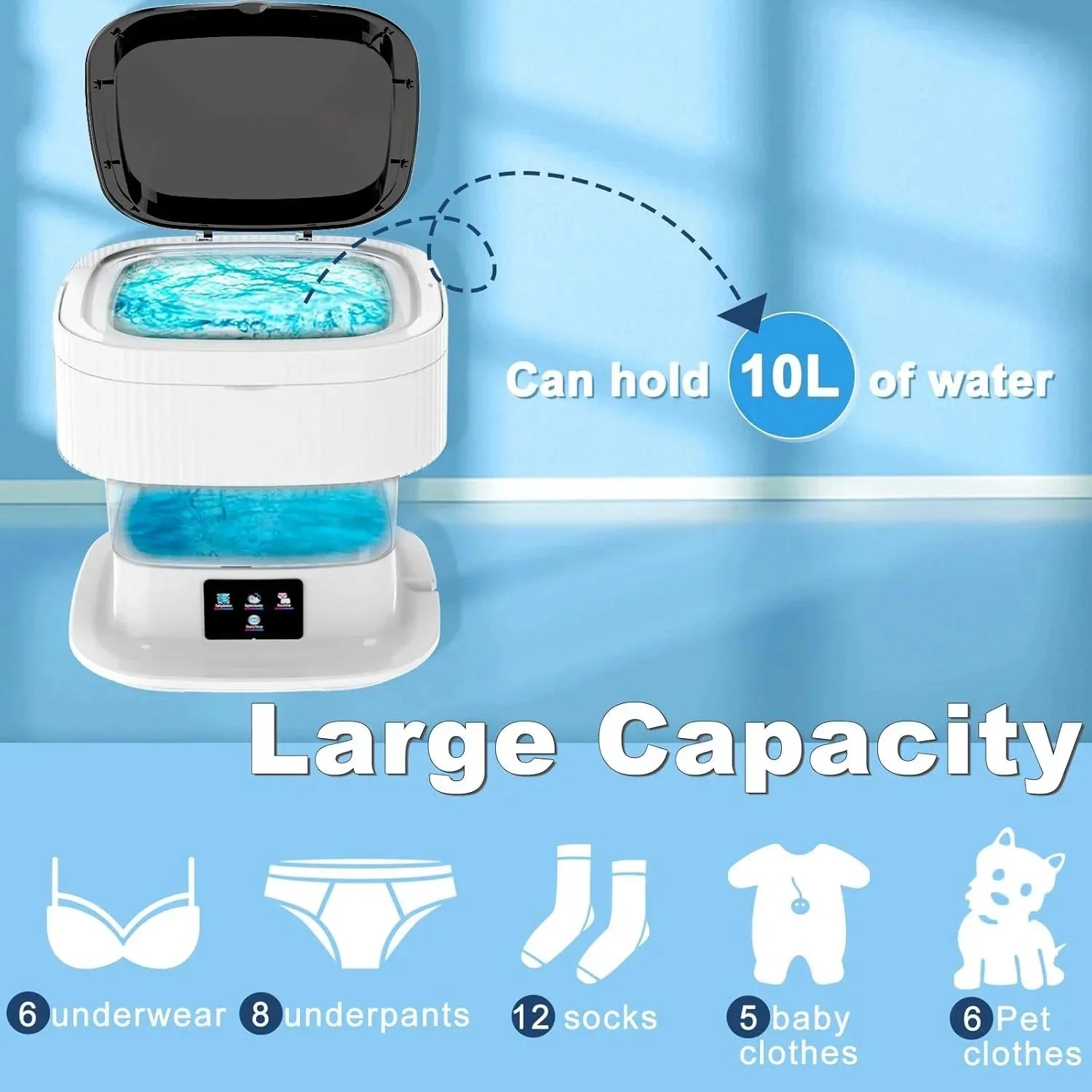 Portable Washing Machine, 10L Washer and Dryer