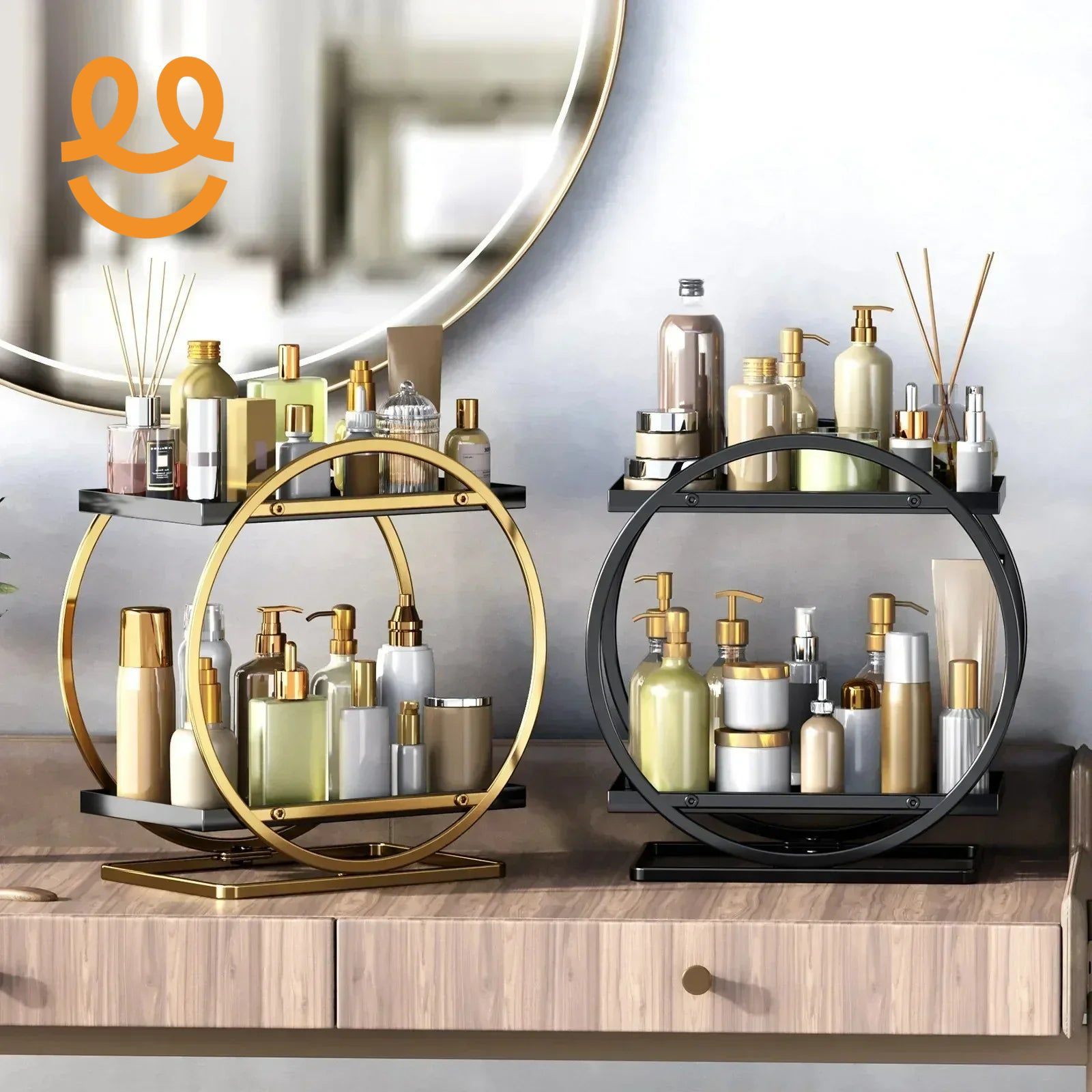 Shelf Light Luxury Toilet Bathroom Wash Rack Cosmetics Storage Box Desktop Dresser Rack