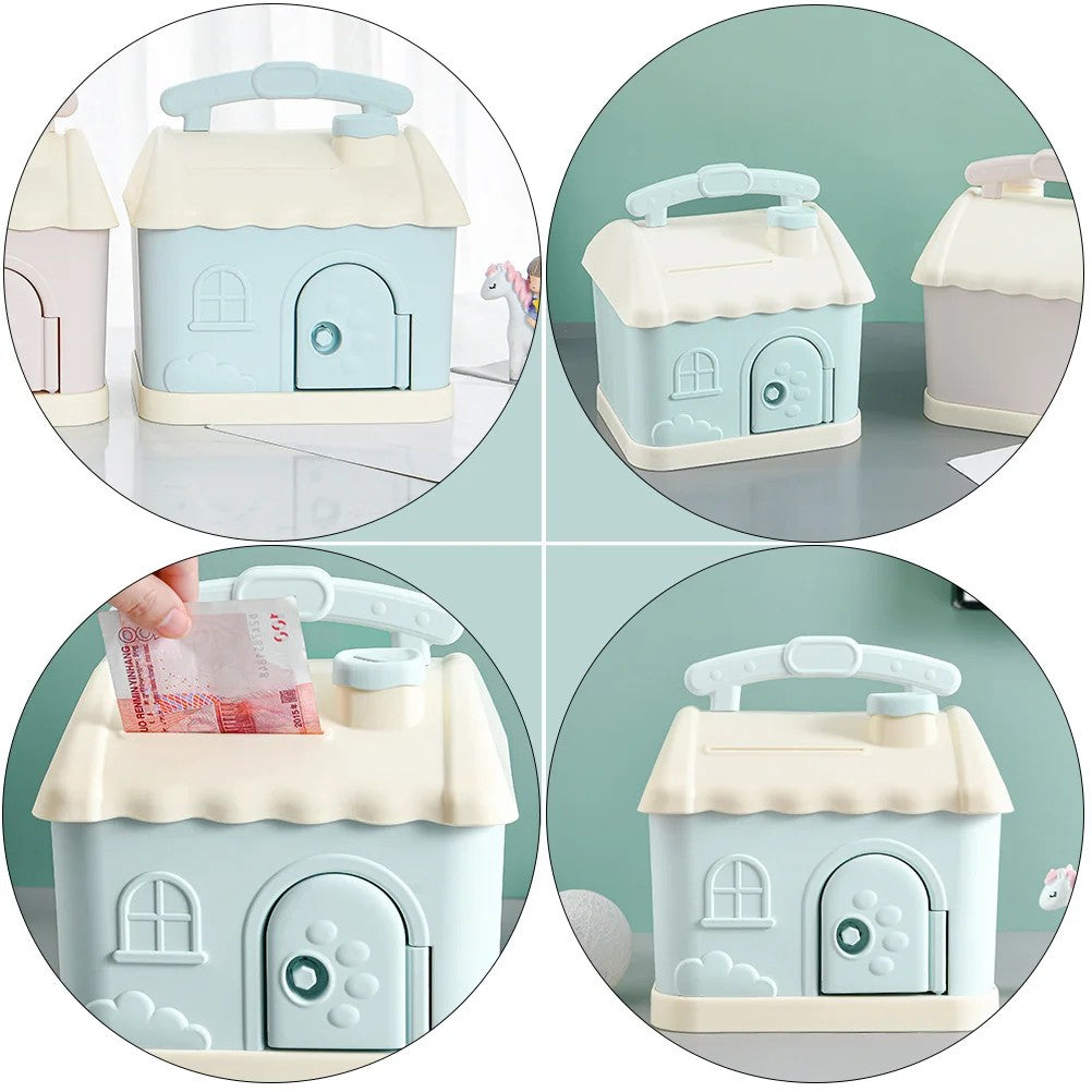 Durable Plastic Cartoon Piggy Bank Shape Coin Storage Pot Gift Blue Money Pot Cartoon Coin Container