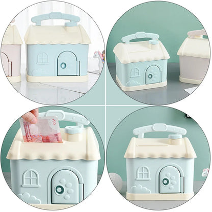 Durable Plastic Cartoon Piggy Bank Shape Coin Storage Pot Gift Blue Money Pot Cartoon Coin Container