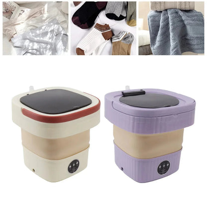 Folding Portable Washing Machine 8L Large Capacity Clothes Spin Dryer Bucket Travel Underwear Socks Ultrasonic Mini Washer