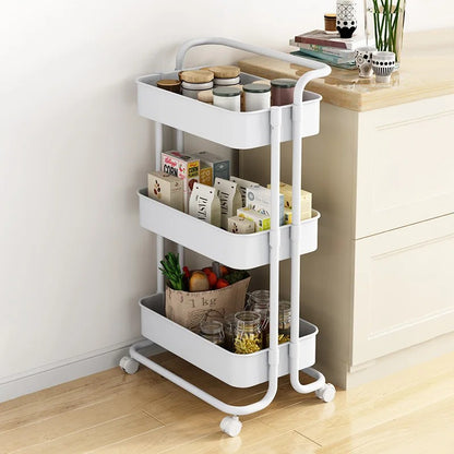 3 Tier Clear Storage Cart with Wheels - Multifunctional Rolling Organizer trolley