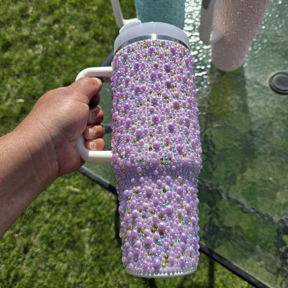 Purple Rhinestone Bedazzled Tumbler – 20 oz Bling Travel Mug