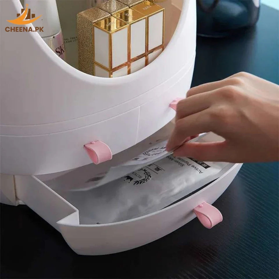 Oval Mirror Cosmetic Storage Organizer | Makeup Storage Box