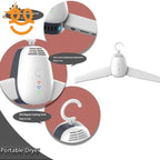 White portable clothes dryer hanger with one-touch temperature control and 360-degree rotating hook