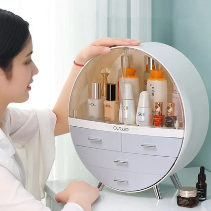 Makeup Organizer Brush Holder Cosmetic Storage Box with Dust Free Cover Portable Waterproof Lid Dust Proof Drawers for Lipstick