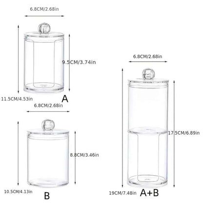 Transparent Stackable Acrylic Cotton Pad Holder, 2 In 1 Cotton Pad Storage, Upper and lower combined storage box