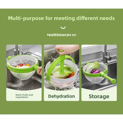 Kitchen Vegetable Fruit Salad Rotating Draining Basket Manual Dehydrator Spin Filter Water Washing Basin Home Use Storage Basket