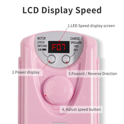 Electric Nail Drill Machine - Gel Motor Sander Polisher Grinder File Limer Toenail Professional Manicure Pedicure Machine