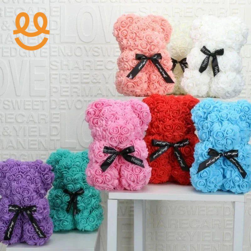 Romantic Valentine's DayCreative Eternal Flower Rose Bear Christmas Gift Rose Bear Hug Bear Wedding Flower Decoration Gift
