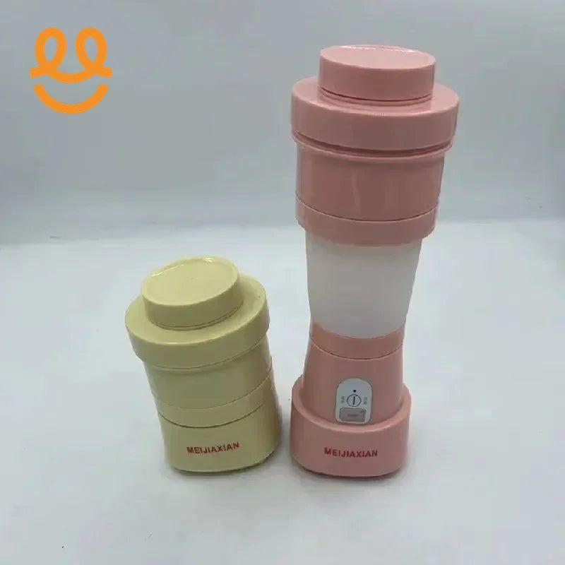 Pink and beige MEIJAXIAN portable portable blenders on white background