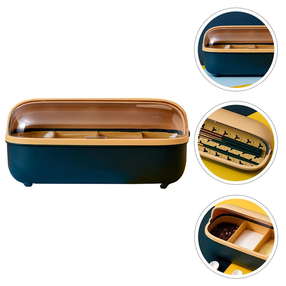 Seasoning Box Kitchen Spice Jar Condiment Storage Container Multi-Grid Spice Organizer Plastic Condiment Container For