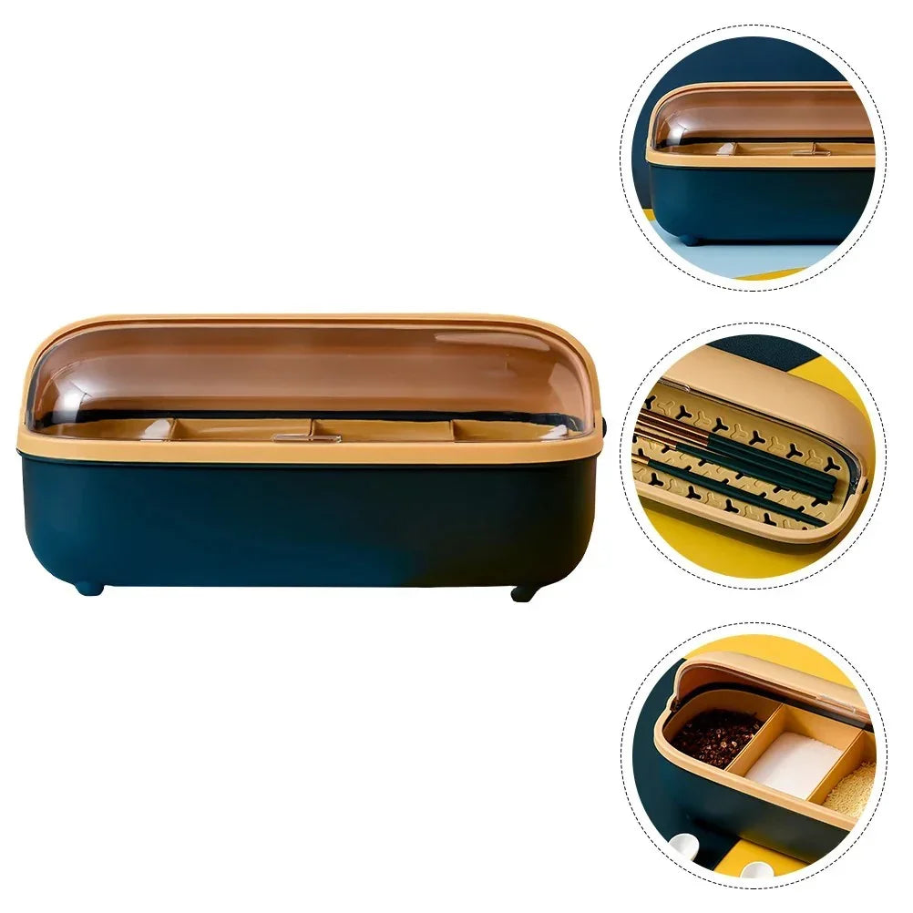 Seasoning Box Kitchen Spice Jar Condiment Storage Container Multi-Grid Spice Organizer Plastic Condiment Container For