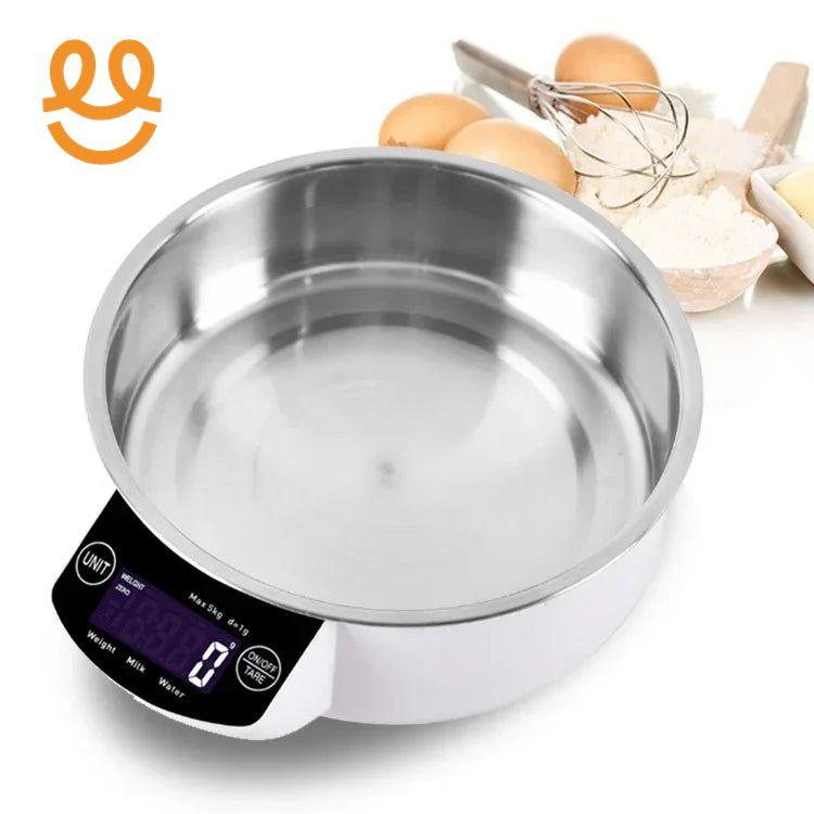 Digital Kitchen Scale Baking Scale Measuring Stainless Steel Accurate 5kg/1G Electronic Food Scale for Baking Cooking Kitchen