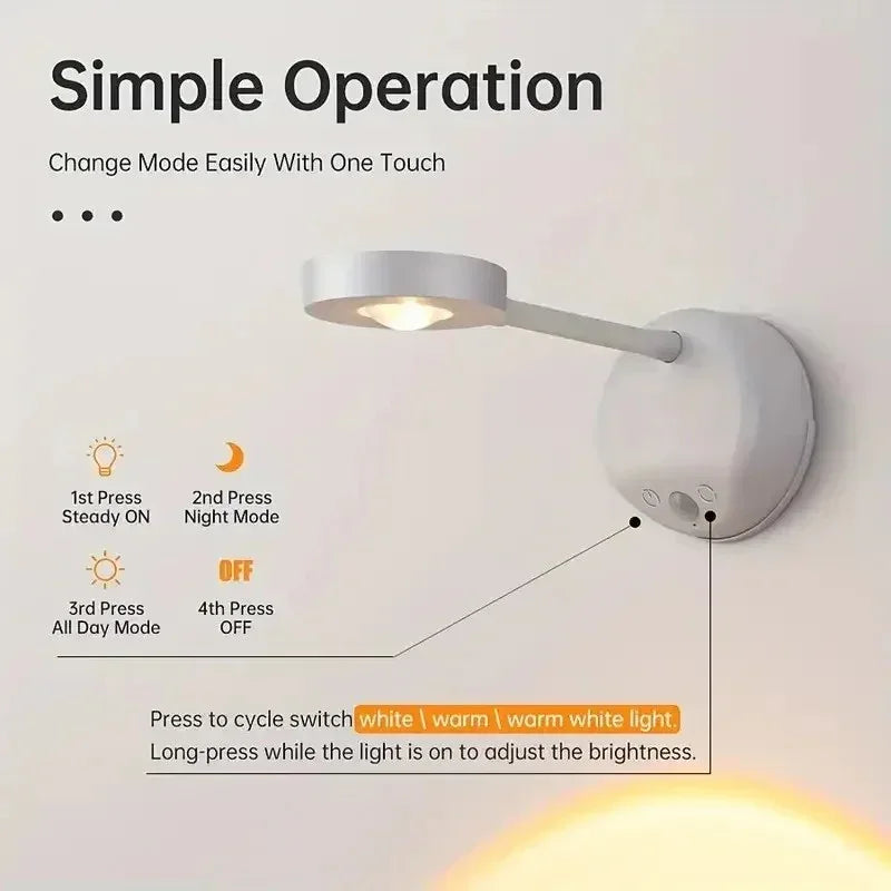 LED Motion Sensor Night Light Wireless USB Rechargeable with Remote Magnetic Wall Mount Indoor Lighting for Bedroom Hallway