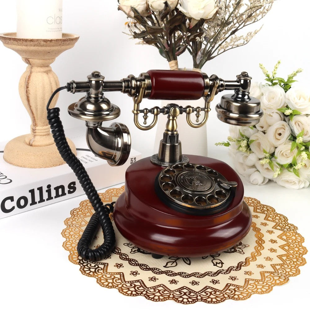 Republic of China Style Retro Imitation Solid Wood Phone Antique Landline European Antique Phone Caller ID