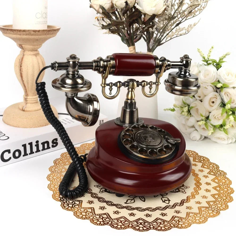 Republic of China Style Retro Imitation Solid Wood Phone Antique Landline European Antique Phone Caller ID